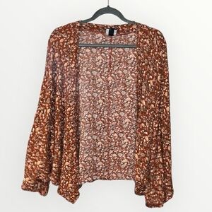 Buckle Daytrip Burnt Orange Floral Print Oversized Kimono Cardigan Small